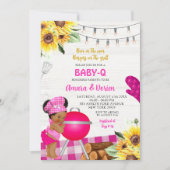 Invitation Jardin rose En vichy Baby shower bébé-Q (Devant)