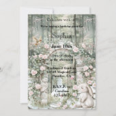 Invitation Jardin rose enchanté Lapin Jardin Anniversaire (Devant)
