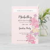 Invitation Jardin rose Fête d'anniversaire aquarelle Floral (Debout devant)