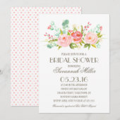 Invitation Jardin rose | Fête des mariées (Devant / Derrière)