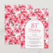 Invitation Jardin Rose Fleur Arc Chic 81e Anniversaire (Devant / Derrière)