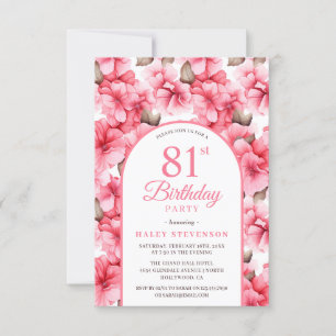 Invitation Jardin Rose Fleur Arc Chic 81e Anniversaire