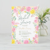 Invitation Jardin rose fleuri aquarelle nuptiale (Debout devant)