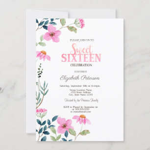 Invitation Jardin rose Fleurs Douce 16