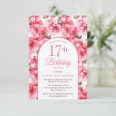 Invitation Jardin rose Joli Arc Floral Chic 17e anniversaire (Debout devant)