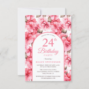 Invitation Jardin rose joli Arc floral Chic 24e anniversaire