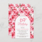 Invitation Jardin rose joli Arc floral chic 69e anniversaire (Devant / Derrière)
