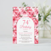 Invitation Jardin rose joli Arc floral chic 74e anniversaire (Debout devant)