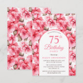 Invitation Jardin rose joli Arc floral chic 75e anniversaire (Devant / Derrière)