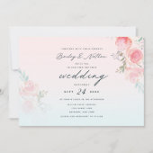Invitation Jardin rose Mariage Floral Peony Bouquets (Devant)