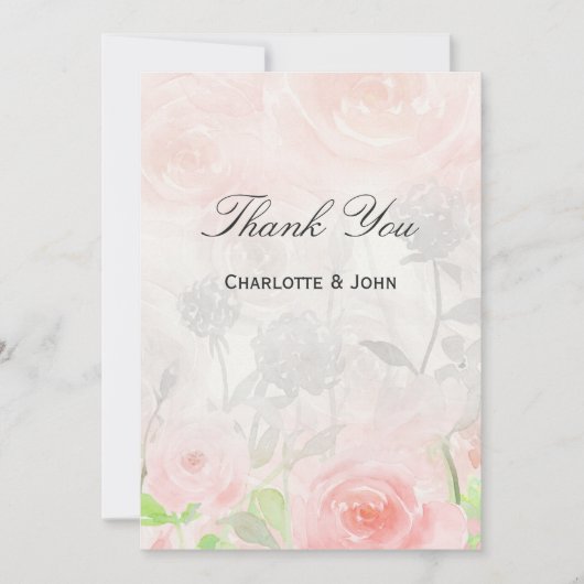 Invitation Jardin rose Merci Floral moderne (Devant)