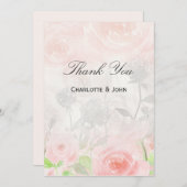 Invitation Jardin rose Merci Floral moderne (Devant / Derrière)