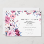Invitation Jardin rose pâle | Élégant dîner d'anniversaire fl (Devant)