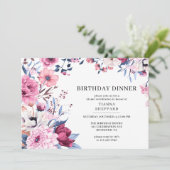 Invitation Jardin rose pâle | Élégant dîner d'anniversaire fl (Debout devant)