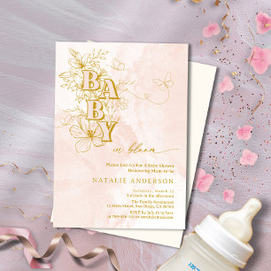 Invitation Jardin rose papillons floraux Baby in Bloom