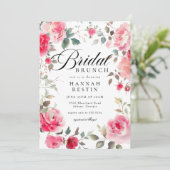 Invitation Jardin rose romantique Fête des mariées Brunch (Debout devant)