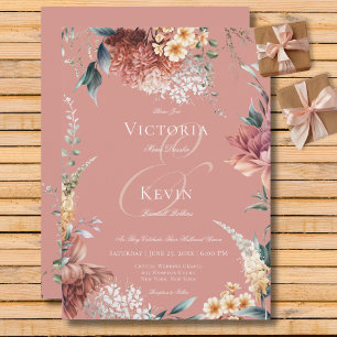 Invitation Jardin rose romantique moderne Mariage floral