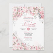 Invitation Jardin Rose rose pâle Fleur Quinceanera (Devant)
