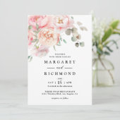 Invitation Jardin rose rose rose doux Mariage floral (Debout devant)