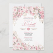 Invitation Jardin Rose rose vif Fleur Quinceanera (Devant)