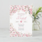 Invitation Jardin Rose rose vif Fleur Quinceanera (Debout devant)