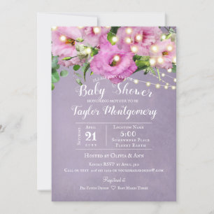 Invitation Jardin Rose sauvage   Baby shower Lilac