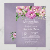 Invitation Jardin Rose sauvage | Lilac Quinceañera (Devant / Derrière)