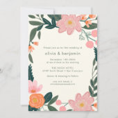 Invitation Jardin rose vert élégant Jardin Mariage fleuri (Devant)