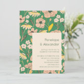 Invitation Jardin rose vintage Mariage fleuri (Debout devant)