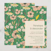 Invitation Jardin rose vintage Mariage fleuri (Devant / Derrière)