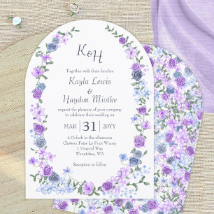 Invitation Jardin Rose violet et bleu clair Arches de mariage