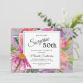 Invitation Jardin rose violet Floral 50e fête d'anniversaire (Debout devant)