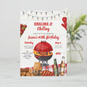 Invitation Jardin Rouge Barbecue Grillades de refroidissement (Debout devant)