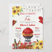 Invitation Jardin rouge BBQ et brasse Couples Douche (Devant)