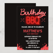 Invitation Jardin rouge noir barbecue 61e anniversaire (Devant / Derrière)