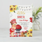 Invitation Jardin rouge rustique bébé-Q Mexicaine fille douch (Debout devant)