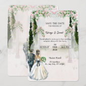 Invitation Jardin Royal Enregistrez La Date (Devant / Derrière)