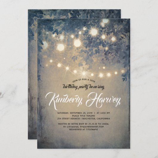 Invitation Jardin rustique d'anniversaire (Devant / Derrière)