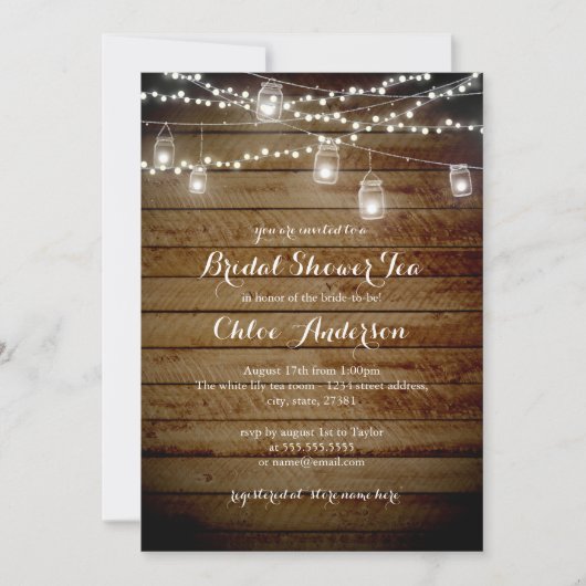 Invitation Jardin rustique High Tea Bridal Showboat Invitatio (Devant)