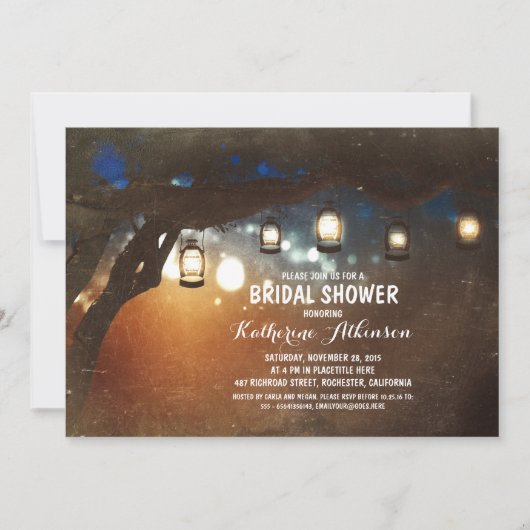 Invitation jardin rustique lanternes nuptiale douche invitati (Devant)