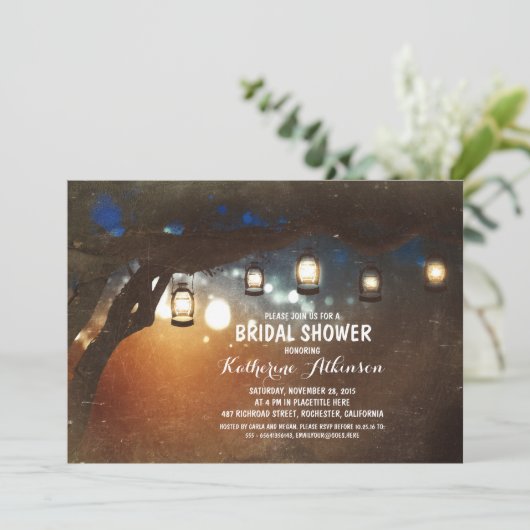 Invitation jardin rustique lanternes nuptiale douche invitati (Debout devant)
