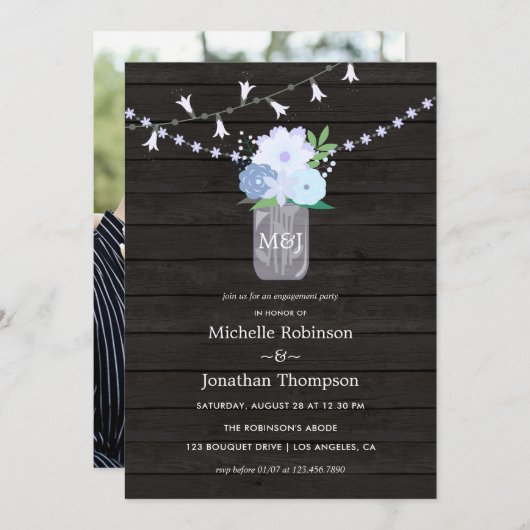 Invitation Jardin rustique mason bocal Spring Engagement Part (Devant / Derrière)