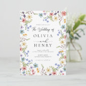 Invitation Jardin rustique moderne Mariage Fleur sauvage bota (Debout devant)