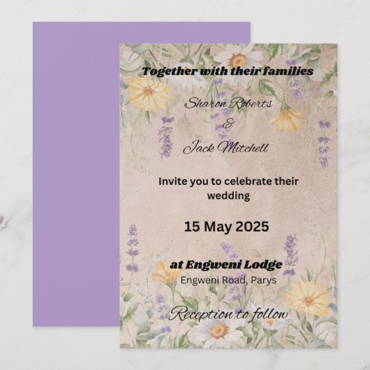 INVITATION JARDIN RUSTIQUE ROMANCE 1 (Devant / Derrière)