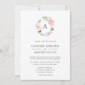 Invitation Jardin Sauvage | Mariage Aquarelle Monogramme Flor (Devant)