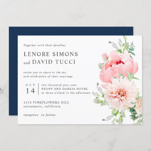 Invitation Jardin sauvage   mariage botanique rose