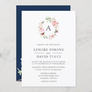 Invitation Jardin sauvage   Mariage d'aquarelle de monogramme