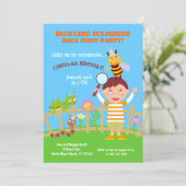 Invitation Jardin scavenger bugs chasse fête d'anniversaire (Debout devant)