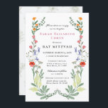 Invitation Jardin secret bat mitzvah<br><div class="desc">Élégante invitation Bat mitzvah de jardin présente des illustrations de style vintage boho coloré de style fleur sauvage. Personnalisez avec vos informations ou cliquez sur "Cliquez pour customiser plus loin" pour modifier les styles,  la taille et les couleurs des polices.</div>