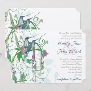 Invitation Jardin Secret Élégant Mariage Colibri